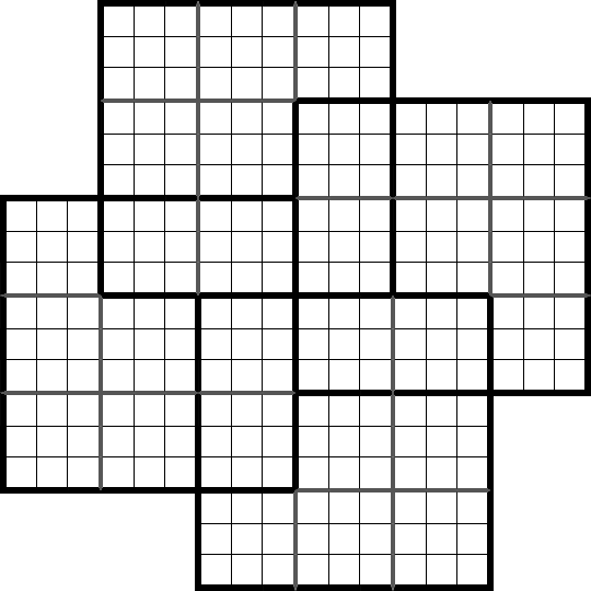 Weißer Hintergrund eines verschachtelten Sudoku-Puzzlespiels.